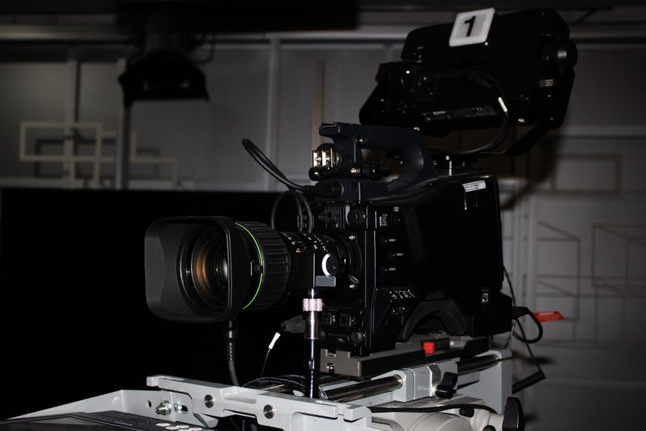 Professional video production camera in studio